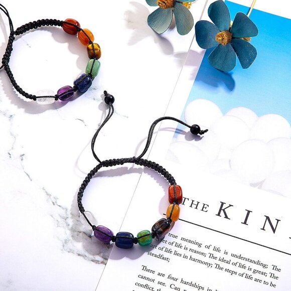 4 Pcs 7 Colored Chakra Bracelets for Women Men Colored Chakra Bracelets for Gift - Picture 5 of 6